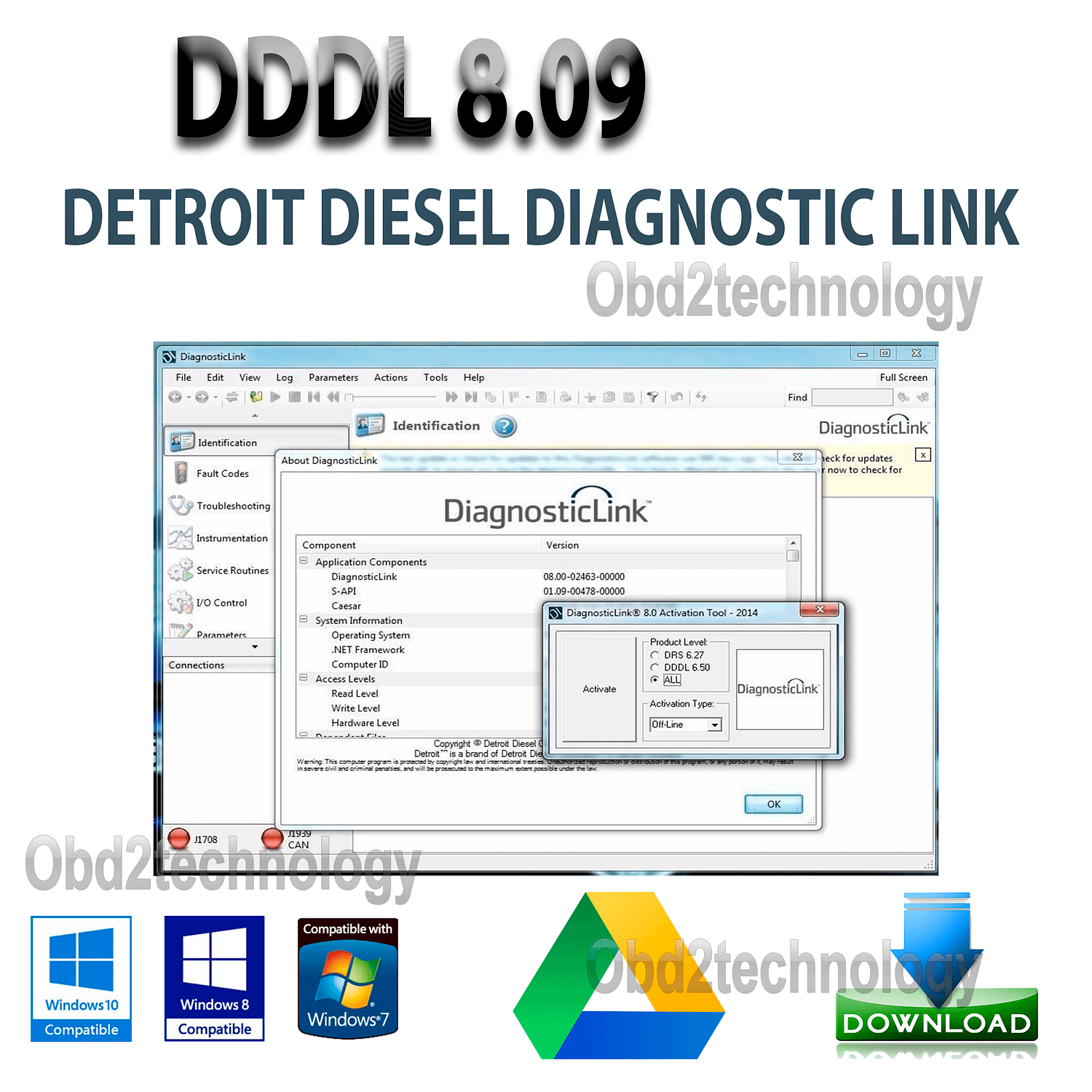 dddl 8.09 detroit diesel diagnostic link 8+troubleshooting files+keygen instant download