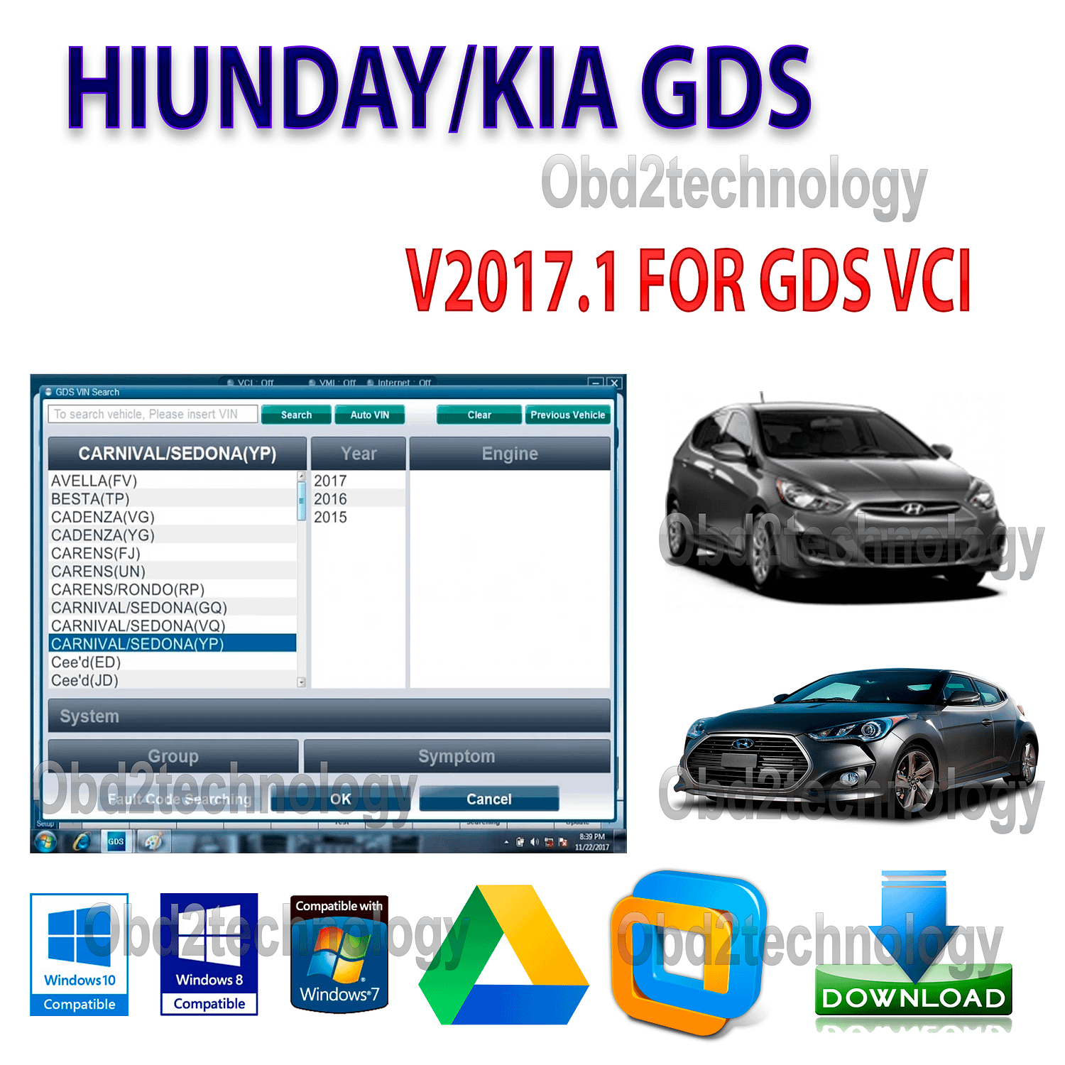 mise mise mise à jour du logiciel hyundai & kia gds 2017 en anglais régions usa/europe installation native téléchargement immédiat