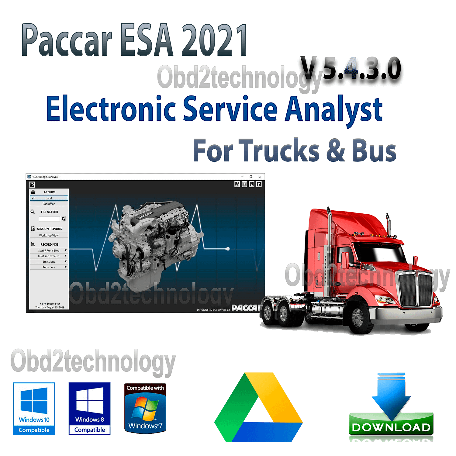 paccar electronic service analyst esa 2021 5.4.3.0 + sw files 02/18/2021 instant download