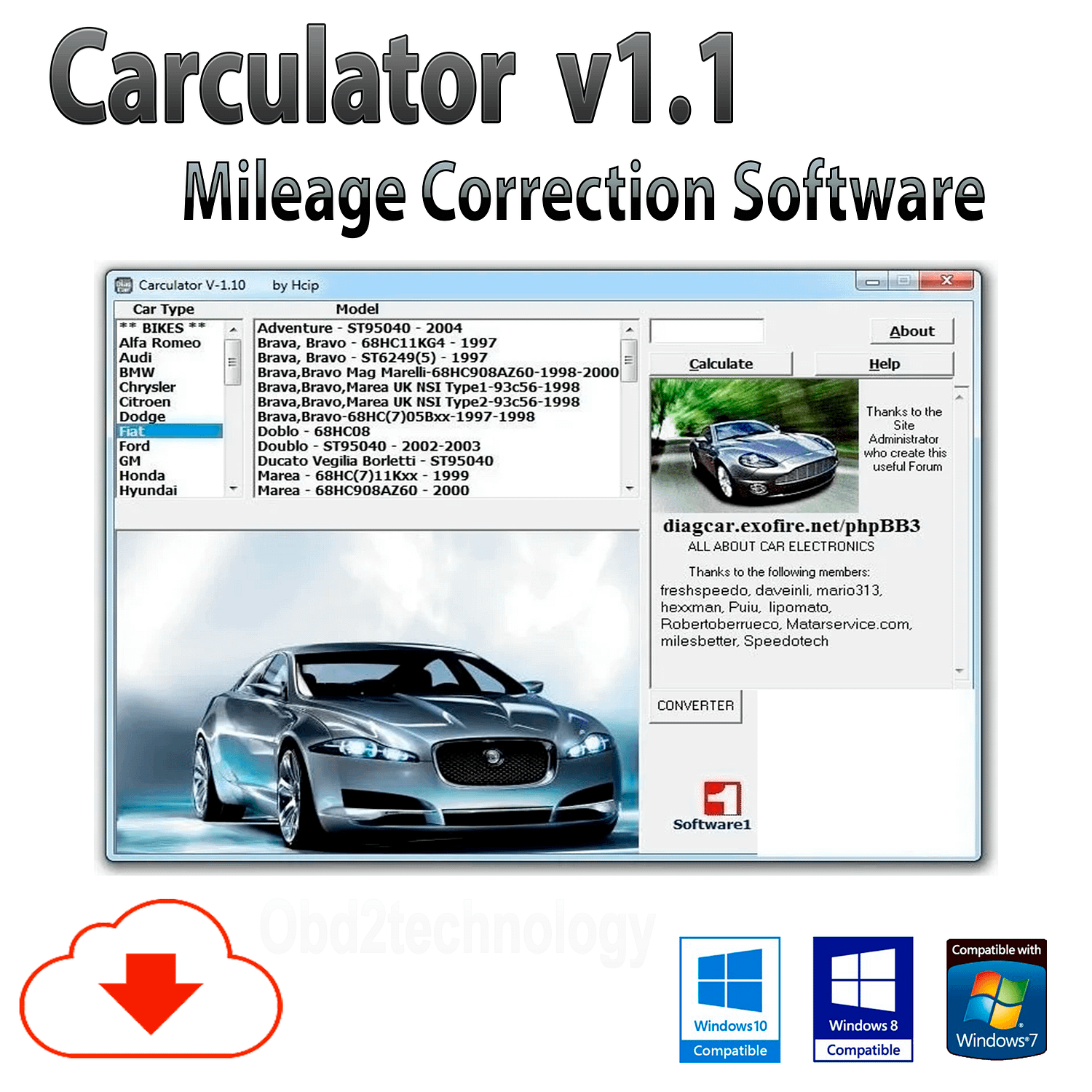 logiciel de correction du kilométrage pour le tableau de bord de l'auto-calculateur v1.1 téléchargement instantané