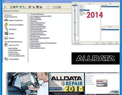 13 Super workshop diagnostic softwares pack Mitchel 2015+all data 2014-workshop and more