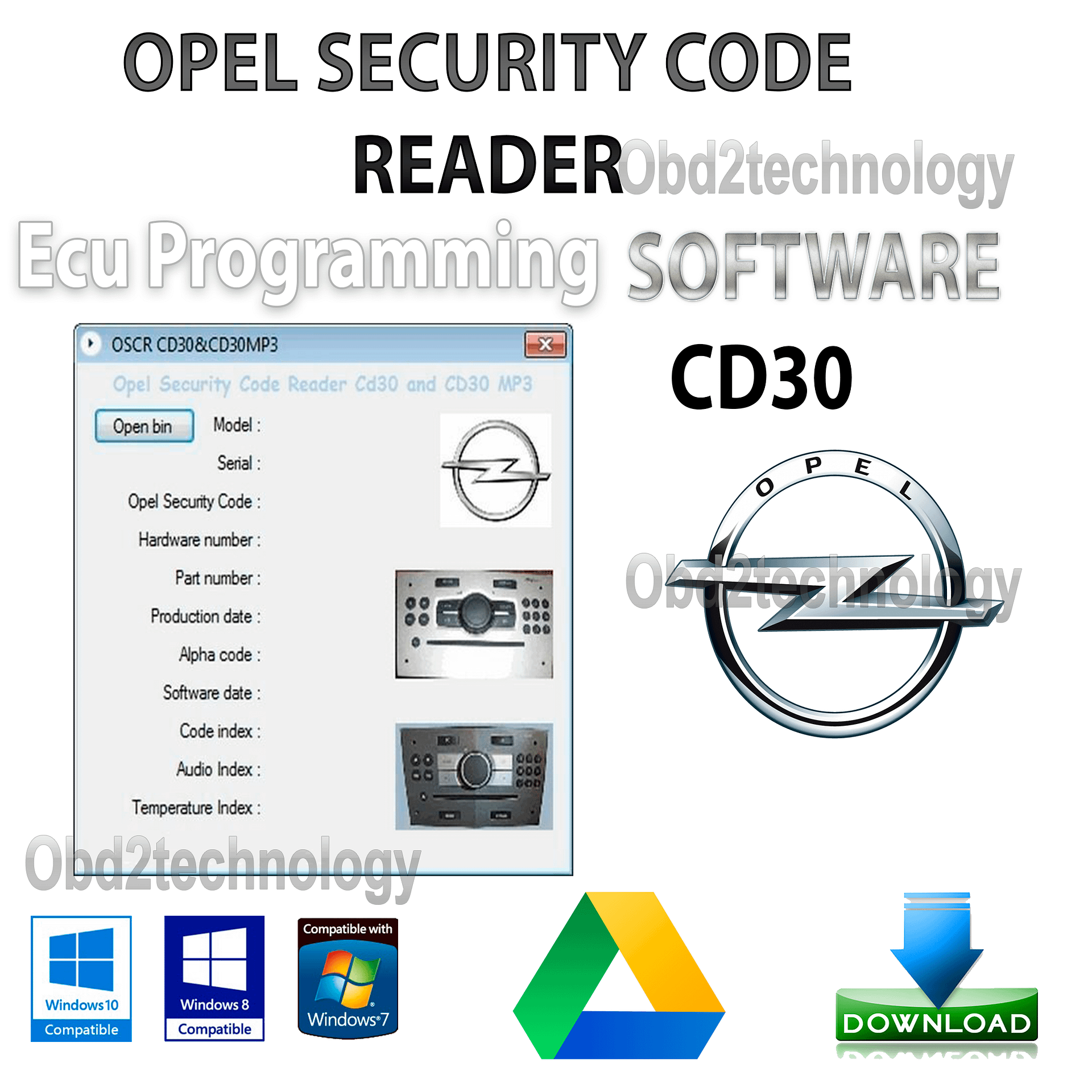 Opel Security Code Reader software CD30 and CD30MP3 ready to use