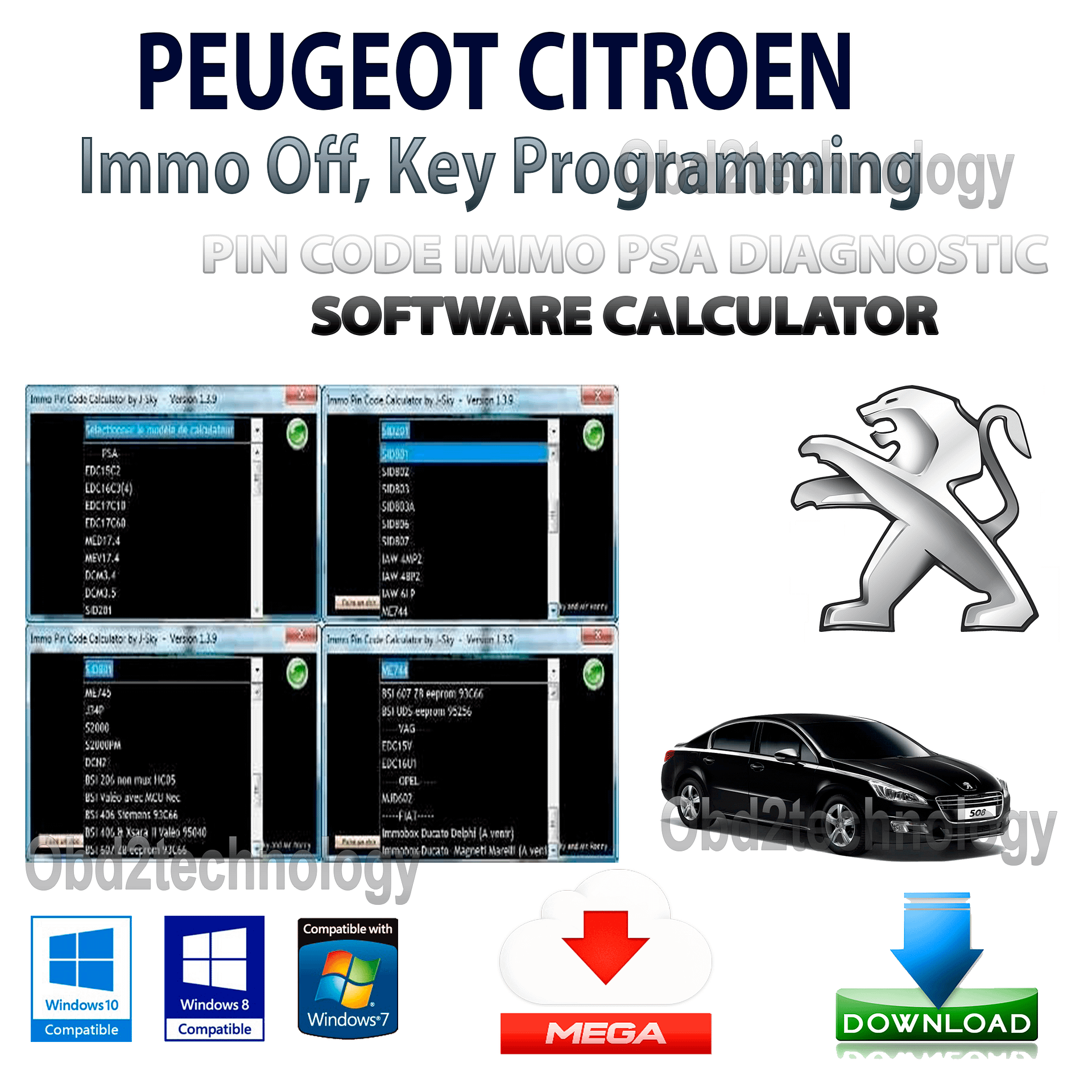Car Key Code Finder Program Peugeot Citroen Pin Code Immo PSA Diagnose-Software-Rechner ...