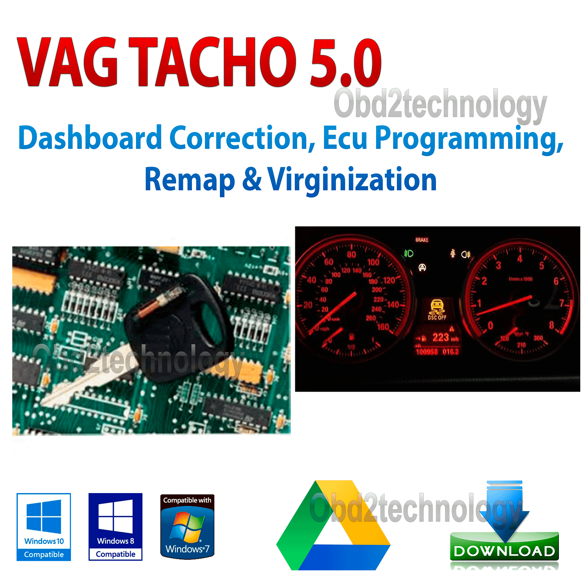 Vag Tacho 5.0 mileage repair software Ecu Bsi Airbag 2018 version